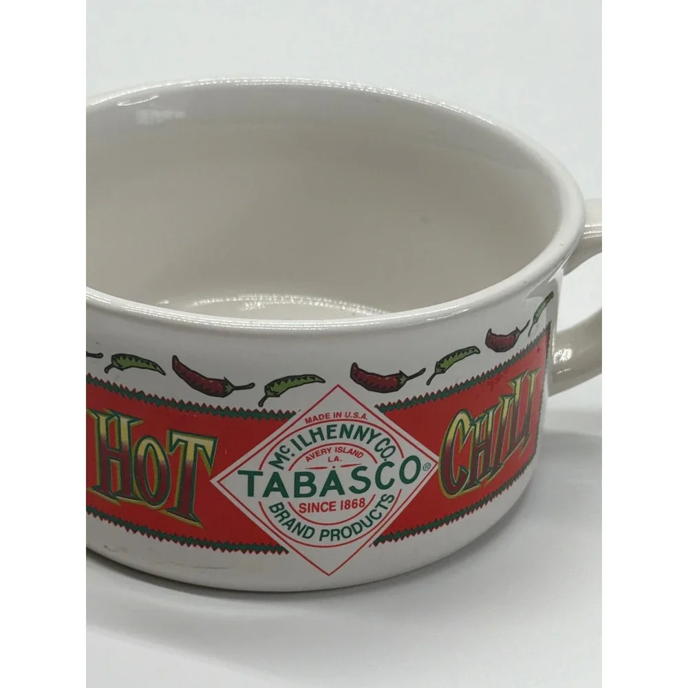 Tabasco Hot Chili Ceramic Soup Bowl Double Handle Houston Harvest McIlhenny Co